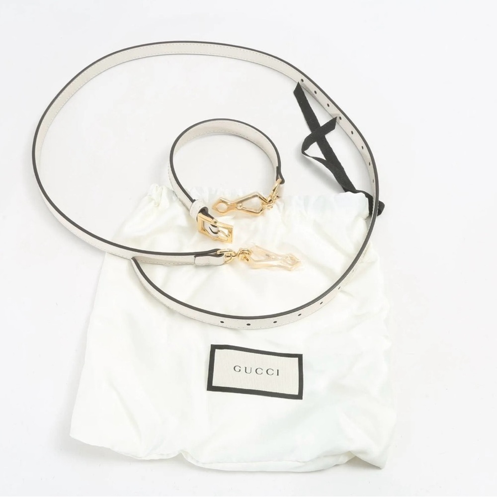 New Gucci White shoulder strap with tag and dust bag